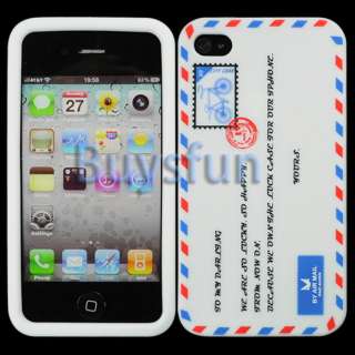 Letter Air mail Envelope New White Silicone Case Cover For Apple 