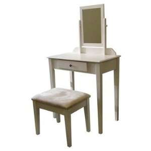  White Vanity Set with Mirror and Stool