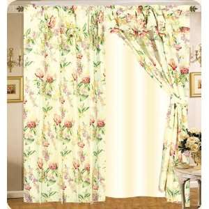  Floral Print Curtain Set w / Tassel Valance Lace: Home 
