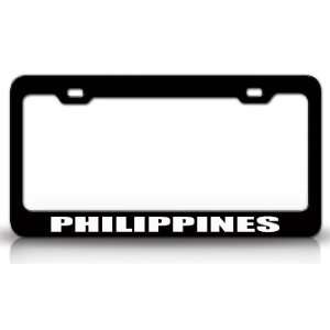 PHILIPPINES Country Steel Auto License Plate Frame Tag Holder, Black 