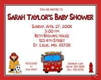 20 Personalized Baby Shower Invitations   FIRE TRUCK  