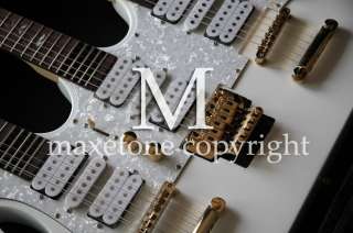 Mint White Golden Gear Triple neck 6/6/12 electric guitar Combo #860 