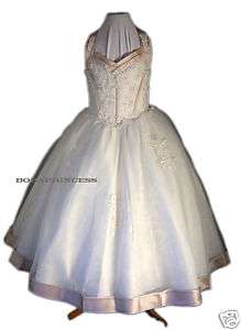 NEW PAGEANT/FLOWER GIRL Fancy DRESS Sz 3 18 Ivory/Taupe  