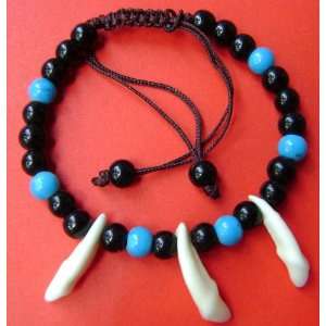  Ox Bone Carved Tooth Shape Beads Bracelet 