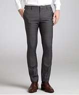 Paul Smith grey plaid wool flat front pants style# 318951301