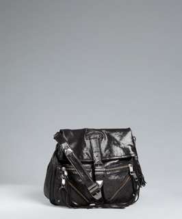 Rebecca Minkoff black leather Main Squeeze foldover crossbody bag 