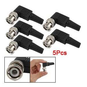  5 Pcs BNC Male Bent Plug Video Cable Connector to Coaxial 