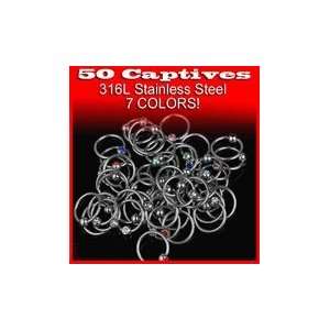  50 Pcs   Single Jeweled Captive Bead Rings Everything 