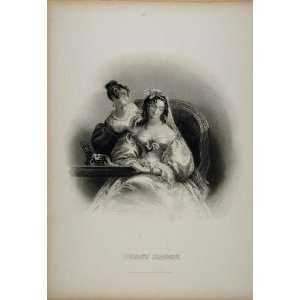  1838 Victorian Bride Wedding Dress Orange Flower NICE 