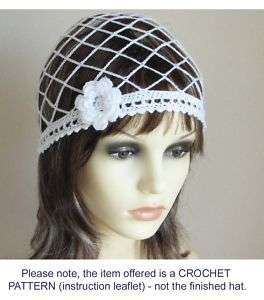 CROCHET PATTERN / Instructions: JULIET CAP beanie hat, wedding, bridal 