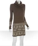 style #313536902 oak intarsia cashmere blend funnel neck sweater dress