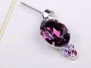 Amethyst Purple Grape Swarovski Crystal Rhinestone Dangle Earring 