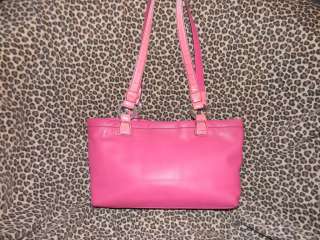 BRIGHTON COLLECTION HOT PINK LEATHER TOTE BAG PURSE FLORAL HANG TAG 