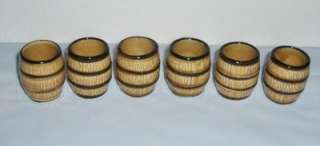Vintage Japan Pottery Keg Barrel Shape Shot Glasses  