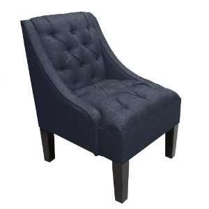   Skyline Furniture Tufted Swoop Arm Chair in Linen Navy: Home & Kitchen