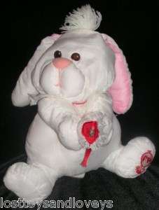 1986 Valentines White Red Bunny Rabbit Puffalump Plush  