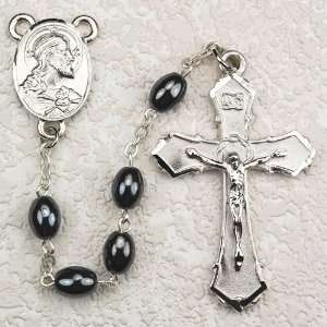   IMM Hematite Rosary Catholic Christian Prayer Bead Necklace: Jewelry