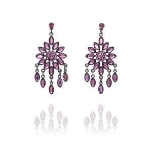  Purple Crystal Flower Earrings: Jewelry