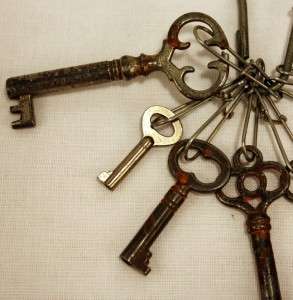 Vintage Skeleton Keys   Mixed Lot(9) W/ Key Ring  
