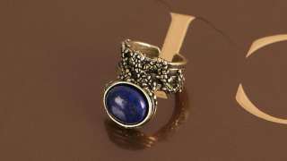   & 16 Gemstone Armor Knuckle Cocktail Antique Gold GP Arty Ring g150