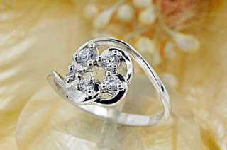 925 Sterling Silver Elegant White CZ Ring Size 6 US  
