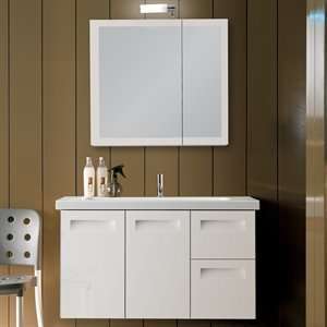   Set NG3 Glossy White Integral Bathroom Vanity