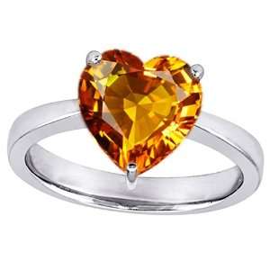 tm) Large Heart Shape Solitaire Engagement Ring With Simulated Citrine 