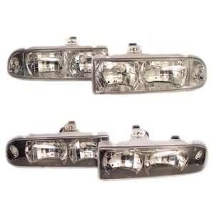 One Piece Crystal Clear Housing Headlights with for 1998   2000 Chevy 