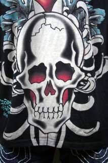 Ed Hardy Skull Dagger Blue Tiger T shirt Black NEW  