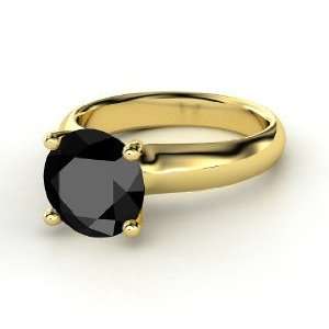    Bardot Ring, Round Black Diamond 14K Yellow Gold Ring: Jewelry