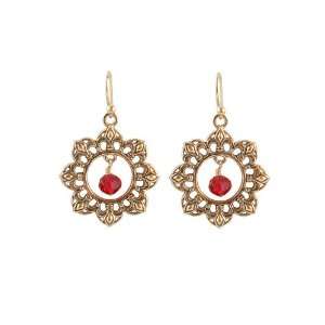  Bronzed By Barse Ruby Glass Dangle Earrings: Jewelry