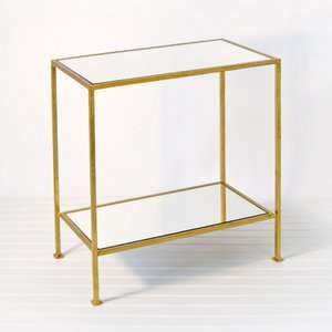  Worlds Away Two Tier Rectangular Table Gold Leaf 
