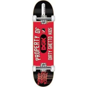  DGK Skateboard: Property Of   8.1 Red w/Raw Trucks & 52mm 