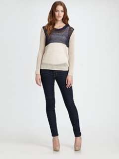 Theory   Adoncia Semi Sheer Colorblock Sweater