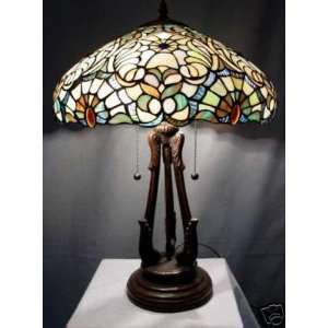    Cobalt Stained Glass Tiffany Style Table Lamp: Home Improvement