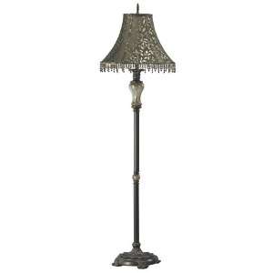  Crackle Glass Floor Lamp with Gold Vine Shade: Home 