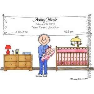   Personalized Name Print   Single Dad with Baby Girl 