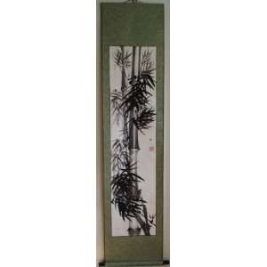    Chinese Black Ink Brush Painting Scroll Bamboo 
