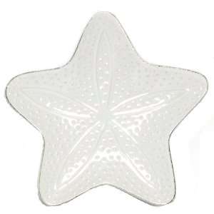  White Fish Ceramic Pottery Starfish Medium Plate Set of 