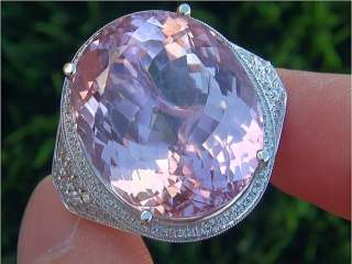   42.11 Carat Natural Pink Kunzite Diamond Cocktail Ring 14k Gold  