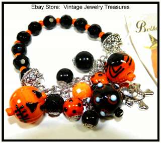   Bracelet Bethany Lowe Designs Orange Black Pumpkin Spider NWT  
