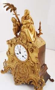 Antique 19th c French S.Marti gilt ormolu bronze figural mantle clock 