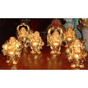 Good Luck Buddha (Gold) SET of 6 Each Measures About 3h to 41/2h 