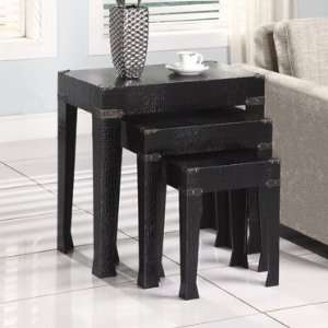  Black Crocodile 3 Pc Nested Table Set by Powell
