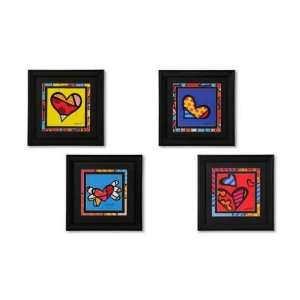  Romero Britto Framed Posters  Heart Design Set of 4 