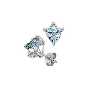   White Gold, Aquamarine Fashion Earrings with Diamond Accents: Jewelry