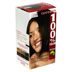 Garnier 100% Color Intense Gel Creme Color, Permanent, Deep Brown 401 
