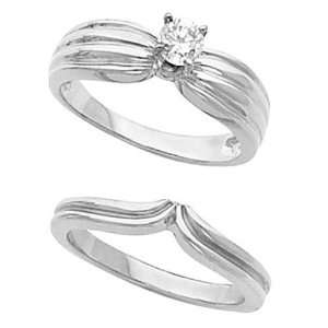  Platinum Diamond Solitaire Wedding Set   0.25 Ct. Jewelry