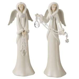   White Angel Holding Rosary Table Top Figurines 10.5