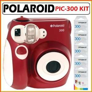   Polaroid PIC 300 Instant Camera in Red Accessory Kit